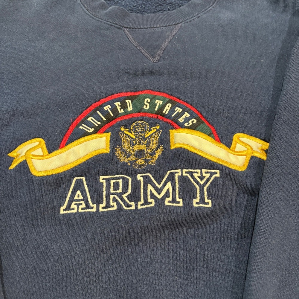 Vintage Soffe Fleece Crewneck Sweatshirt United States Army Blue Size Large - Picture 2 of 4